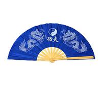 Medifier Cinese Kung Fu Tai Chi Fan Arti Danza/Pratica Prestazioni Bambù Pieghevole Ventaglio Drago E Fenice sfondo blu