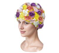 Medifier Cuffia da bagno floreale petalo retrò multicolore tappi da bagno elastico antiscivolo cuffia da doccia per le donne ragazze colore 3