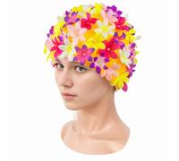 Medifier Cuffia da bagno floreale petalo retrò multicolore tappi da bagno elastico antiscivolo cuffia da doccia per le donne ragazze colore 2