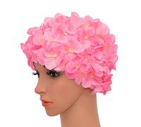 Medifier Cuffia da bagno vintage con petali floreali retrò da donna rosa