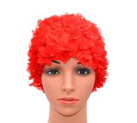 Medifier, cuffia da donna stile rétro con petali, motivo floreale, da piscina, Red