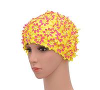 Medifier Cuffia da donna stile rétro con petali, motivo floreale, da piscina, Yellow