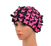 Medifier Cuffia da nuoto vintage con petali floreali stile retrò cuffia da bagno per donna rosa rossa