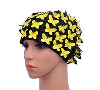 Medifier Cuffia da nuoto vintage floreale petalo retrò stile cuffia da bagno per le donne giallo