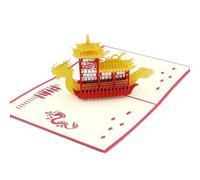 Medigy 3D Pop Up biglietto d' auguri per più Occastions (Dragon Boat) Black Boat