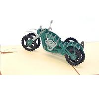 Medigy - Biglietti d'auguri pop-up 3D per la maggior parte delle moto di Occastions (moto d'epoca, verde)
