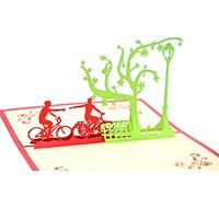 medigy Handmade 3d pop up biglietti di auguri , Amanti Della Coppia/regali schede (Bicicletta Lovers)