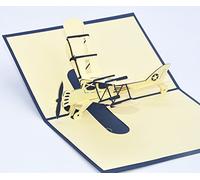 Medigy Pop-up 3D Biglietto d'auguri fatto a mano, Scheda in bianco, Aereo Blu