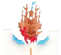 Medigy Pop-up 3D Biglietto d'auguri fatto a mano, Scheda in bianco,Castello dei Cavalieri