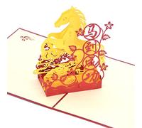 Medigy Pop-up 3D Biglietto d'auguri fatto a mano, Scheda in bianco, Cavallo
