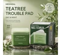 MEDIHEAL Teatree Trouble Pad 100 Dischetti, Dischetti Tonici Viso all'Albero di Tè Coreano per Pelle Acneica, Dischetti Lenenti e Calmanti per la Cura dei Pori, Trattamento Idratante Quotidiano per la