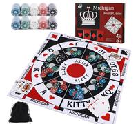 Medikaison Michigan Rummy - Set da gioco da tavolo originale Joker Rummy Card Tripoley Game Board Tappetino pieghevole per adulti Royal Deluxe giochi da tavolo con 2 mazzi di carte e 200 fiches