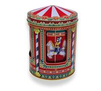 MediMuc Winter Karussell Spieluhrdose - Scatola, biscottiera, contenitore per alimenti, scatola per biscotti, scatola di latta - resistente agli alimenti - Dimensioni ØxH: 12,0cm x 16,0cm - Capacità