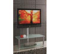 MEDIO PORTA TV LCD HI TECH A 2 RIPIANI VETRO NERO E COLONNA ROTANTE