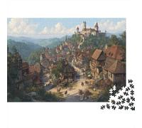 Medioevo Town Is Nestled in A Lush Valle Jigsaw Puzzle 1000pcs (75x50cm) Adulti Puzzle Gioco EduGattoivo Decorazioni Per La Casa