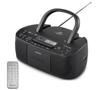 MEDION E65010 - Radio stereo (lettore CD, cassetta, porta USB, ingresso audio AUX, riproduzione MP3, radio FM PLL, 40 stazioni, funzionamento a batteria, telecomando) nero