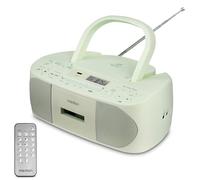 MEDION E65010 - Radio stereo (lettore CD, cassetta, porta USB, ingresso audio AUX, riproduzione MP3, radio FM PLL, 40 stazioni, funzionamento a batteria, telecomando) verde
