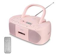 MEDION E65010 Radio Stereo (Lettore CD, Cassette, connessione USB, Ingresso Audio AUX, Riproduzione MP3. Radio FM PLL, Memoria 40 stazioni, Funzionamento a Batteria, Telecomando) Rosa