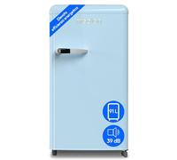 MEDION Frigorifero retrò 91 litri, altezza 91 cm (piedini regolabili in altezza), ripiani in vetro regolabili in altezza, cassetto trasparente per verdure, a libera installazione, MD37800 blu