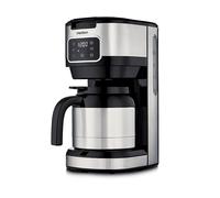 MEDION Caffettiera con caraffa thermos e timer (caffettiera a filtro, 10 tazze, 1,25 litri, 900 watt, timer, antigoccia, display, MD11019) acciaio inox