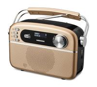 MEDION Radio solare portatile DAB+ E66809 (design retrò, pannello solare, Bluetooth, DAB+ FM, batteria ricaricabile integrata, porta USB, AUX) rame