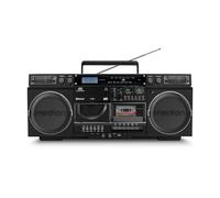 MEDION Registratore a cassette P66538 (ghetto blaster retrò con lettore CD, anni '80, grande, USB, SD, CD, cassetta MC, antenna telescopica radio DAB+, Bluetooth, piastra per cassette