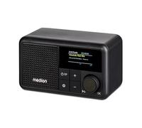 MEDION S66822 Mini radio DAB+ portatile con Bluetooth (batteria ricaricabile, display a colori oscurabile, antenna telescopica, sleep timer, sveglia, snooze, AUX, USB-C) nero