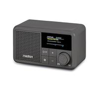 MEDION S66822 Mini radio DAB+ portatile con Bluetooth (batteria ricaricabile, display a colori oscurabile, antenna telescopica, sleep timer, sveglia, snooze, AUX, USB-C) grigio