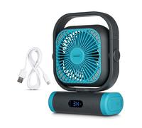 MEDION Ventilatore E10 TF (batteria, mini ventilatore USB portatile con luce, telecomando, 5 velocità, oscillazione, gancio per appendere, funzione powerbank, ideale per ufficio campeggio tenda)