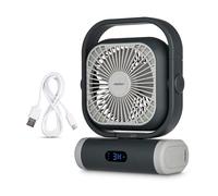 MEDION Ventilatore E10 TF (batteria, mini ventilatore USB portatile con luce, telecomando, 5 velocità, oscillazione, gancio per appendere, funzione powerbank, ideale per ufficio campeggio tenda)