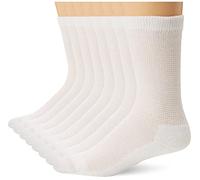 MediPeds mens 8 Pair Diabetic Extra Wide Crew Socks, White, Shoe Size 6-10 US