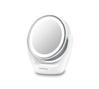 Medisana CM 835 specchio cosmetico con luce LED, specchio per trucco | Specchio da tavolo con ingrandimento 5x, specchio da trucco, doppia faccia, girevole a 360°, bianco, 40x30 cm