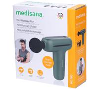 medisana MG 200 mini massage gun, pistola massaggio muscolare con 4 attacchi, massaggiatore con modalità intelligente e 5 intensità per relax, lunga durata della batteria, con scatola di custodia
