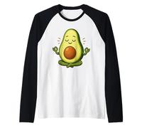 Meditando Avocado Carino Cartone Animato Maglia con Maniche Raglan