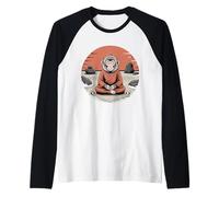 Meditando Monkey Monk Mindfulness Yoga Maglia con Maniche Raglan