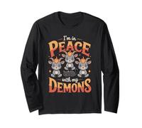 Meditare capre demoniache e Gatto Nero in Pace con i Miei Demoni Maglia a Manica