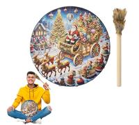 Meditation Hand Drum, Reflective Meditation Drum, Spiritual Drum with Stick, Meditation Instrument Drum, Decorative Shaman Drum with Authentic Shamanic Design for Reflection Meditation