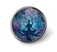 Meditation Yoga Radici Rami Foglie Smalto Spilla Spilla Rotonda Distintivo per Donne Uomini Gioielli Zaino Cappelli Decor