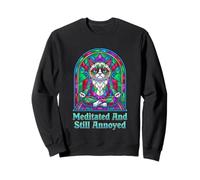 Meditato E Annoyed Grumpy Yoga Gatto Geometrico Felpa
