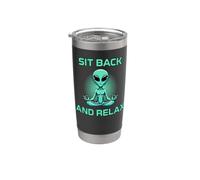 Meditazione Aliena Meditare Rilassarsi Sit Back And Relax Bicchiere termico in acciaio inox doppia parete