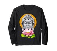 Meditazione Buddha Fiore di Loto Zen Yoga Buddista Namaste Maglia a Manica