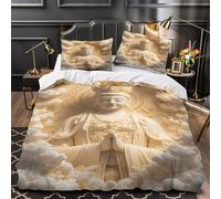 Meditazione del Buddha Set Di Copripiumino Biancheria da letto morbida stampa 3D con federe per cuscini con cerniera spirituale sereno copripiumino for ragazzi e adulti Super king（260x220cm）