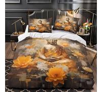 Meditazione del Buddha Set Di Copripiumino Set di 3 Pezzi stampa di 3D con federe per cuscini cerniera nascosta Iconografia spirituale copripiumino for bambini e adolescenti Super king（260x220cm）