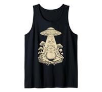 Meditazione Divertente Cottagecore Frog Alien UFO Funghi Funghi Canotta