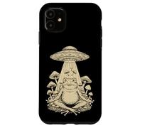 Meditazione Divertente Cottagecore Frog Alien UFO funghi funghi Custodia per iPhone 11