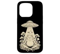 Meditazione Divertente Cottagecore Frog Alien UFO funghi funghi Custodia per iPhone 15 Pro