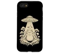 Meditazione Divertente Cottagecore Frog Alien UFO funghi funghi Custodia per iPhone SE (2020) / 7/8