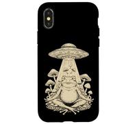 Meditazione Divertente Cottagecore Frog Alien UFO funghi funghi Custodia per iPhone X/XS