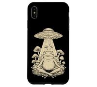 Meditazione Divertente Cottagecore Frog Alien UFO funghi funghi Custodia per iPhone XS Max