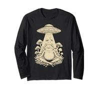 Meditazione Divertente Cottagecore Frog Alien UFO Funghi Funghi Maglia a Manica